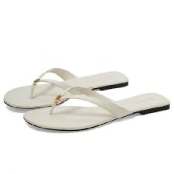 NIB TORY BURCH Classic Flip Flops Flat Sandals in ivory leather - Picture 4 of 5